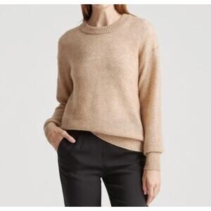 Quince baby alpaca wool diamond knit crew in Camel